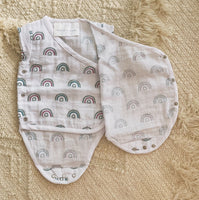 Kimono-style Onesies (Rainbow on White)