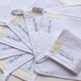 Mini Muslin Squares (A Pair) with Name Embroidery